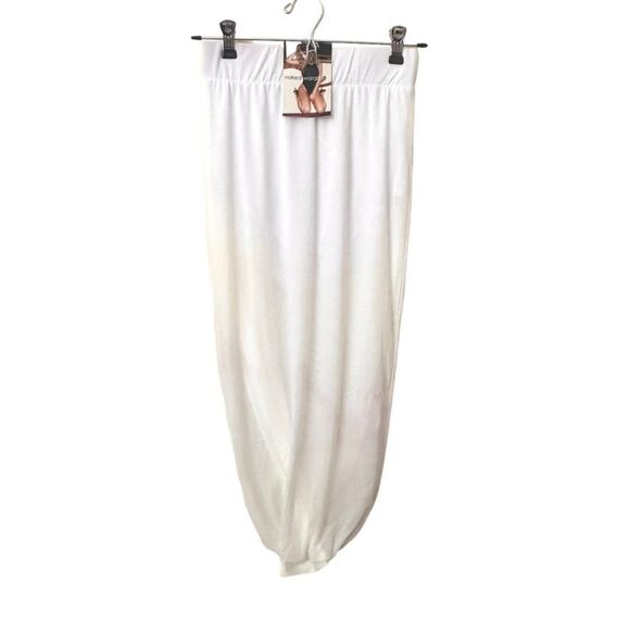 NAKED WARDROBE Mesh Midi‎ Skirt in White NWT Sz Medium - Picture 1 of 3